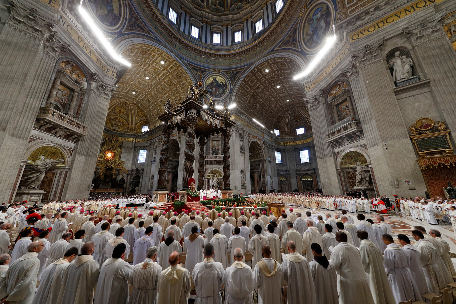 Pope Francis celebrates Holy Thursday chrism Mass in St. Peter's Basilica at the Vatican March 29.